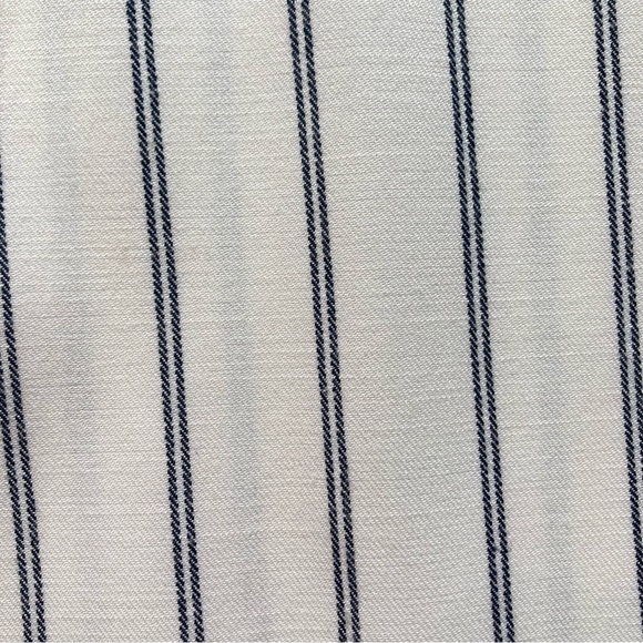 ZARA Cream Ecru Navy Blue Stripe Wide Leg Pants - Picture 4 of 11